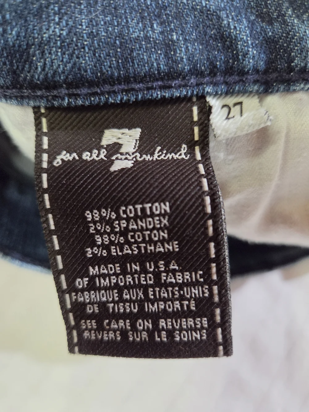 7 For All Mankind Navy Blue Distressed Denim Skirt
